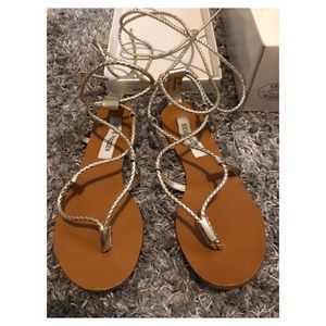 Steve Madden Gold Tie Up Sandals